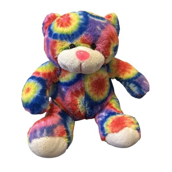 Peace Pals Tie-Dye Plush Bean Filled Teddy Bear Stuffed Animal 2012 8" Sitting - Picture 1 of 4